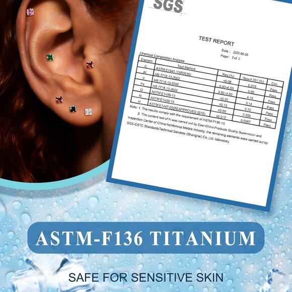 20G 18G 16G Astm F136 Titanium Internal Thread Flat Back Earrings Nose Studs Tra - Picture 3 of 6